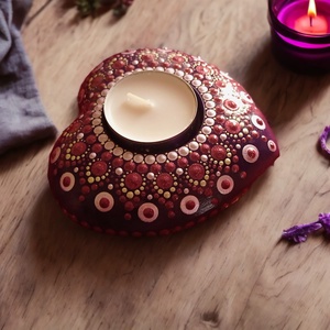 Szív mandala mécsestartó (mélylila) - otthon & életmód - gyertya, illat, aroma - mécses és mécsestartó - Meska.hu