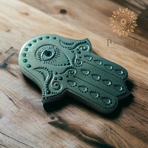 Hamsa kéz füstölő tartó / függeszthető amulett (zöldezüst-türkiz zöld) - otthon & életmód - dekoráció - spiritualitás - füstölő és füstölőtartó - Meska.hu