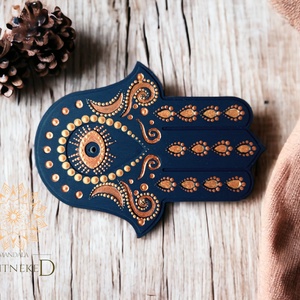 Hamsa kéz füstölő tartó / függeszthető amulett (fekete-bronz-vörösarany) - otthon & életmód - dekoráció - spiritualitás - füstölő és füstölőtartó - Meska.hu