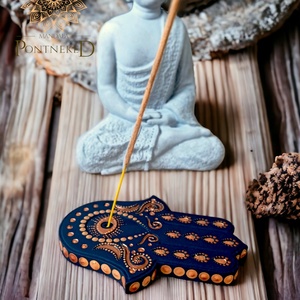 Hamsa kéz füstölő tartó / függeszthető amulett (fekete-bronz-vörösarany), Otthon & Életmód, Dekoráció, Spiritualitás, Füstölő és füstölőtartó, Festett tárgyak, Mindenmás, MESKA
