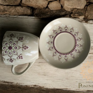 Világos, mandalamintás cappuccinós szett - otthon & életmód - konyhafelszerelés, tálalás - tálalás - bögre & csésze - Meska.hu