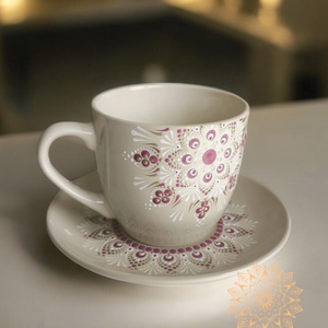Világos, mandalamintás cappuccinós szett - otthon & életmód - konyhafelszerelés, tálalás - tálalás - bögre & csésze - Meska.hu
