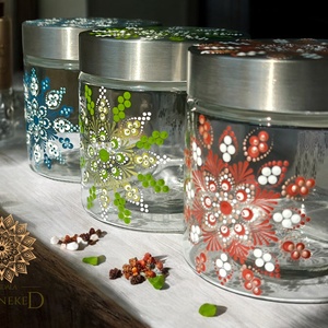 Mandalás üveg fűszertartó szett - otthon & életmód - konyhafelszerelés, tálalás - konyhai tárolás - fűszertartó - Meska.hu