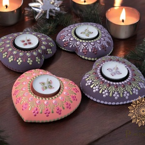Adventi mécsestartó, asztali dísz (4 darab szív mécsestartóból) - karácsony - adventi díszek - adventi gyertyadíszek és koszorúdíszek - Meska.hu