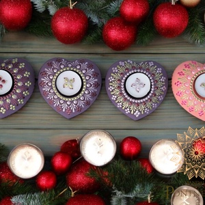 Adventi mécsestartó, asztali dísz (4 darab szív mécsestartóból) - karácsony - adventi díszek - adventi gyertyadíszek és koszorúdíszek - Meska.hu