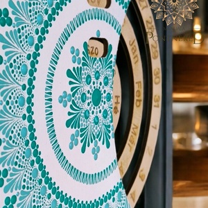 Mandala öröknaptár, fehér - türkiz zöld, álló (19 cm átmérőjű) - otthon & életmód - dekoráció - fali és függő dekoráció - falinaptár & öröknaptár - Meska.hu