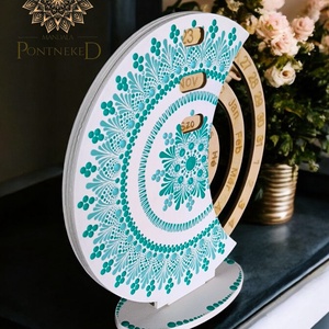 Mandala öröknaptár, fehér - türkiz zöld, álló (19 cm átmérőjű) - otthon & életmód - dekoráció - fali és függő dekoráció - falinaptár & öröknaptár - Meska.hu