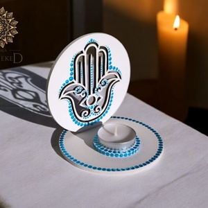 Árnyék mécsestartó - Hamsa kéz (kék-metál) - otthon & életmód - gyertya, illat, aroma - mécses és mécsestartó - Meska.hu