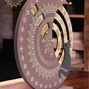 Mandala öröknaptár, macskás, álló,  (vintage barna/rózsaarany-fehérarany, 25 cm átmérőjű) - otthon & életmód - dekoráció - fali és függő dekoráció - falinaptár & öröknaptár - Meska.hu