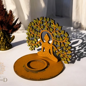 Életfa-Buddha - árnyék mécsestartó, Otthon & Életmód, Gyertya, illat, aroma, Mécses és mécsestartó, Festett tárgyak, MESKA