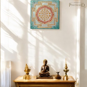 Srí yantra - vászonkép (40 X 40 cm) - otthon & életmód - dekoráció - kép & falikép - vászonkép - Meska.hu