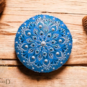 Áfonyakék mandalakő, az ötödik csakra kő - otthon & életmód - dekoráció - spiritualitás - mandala - Meska.hu