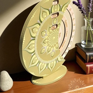 Mandala öröknaptár, vintage zöld, álló (20 cm átmérőjű) - otthon & életmód - dekoráció - fali és függő dekoráció - falinaptár & öröknaptár - Meska.hu
