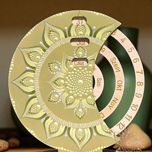 Mandala öröknaptár, vintage zöld, álló (20 cm átmérőjű), Otthon & Életmód, Dekoráció, Fali és függő dekoráció, Falinaptár & Öröknaptár, , MESKA