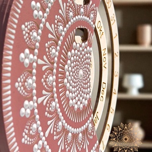 Mandala öröknaptár, vintage lila, álló (20 cm átmérőjű) - otthon & életmód - dekoráció - fali és függő dekoráció - falinaptár & öröknaptár - Meska.hu