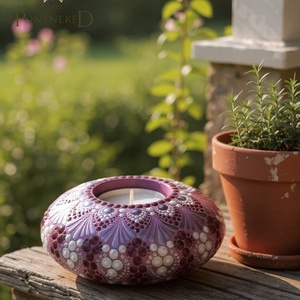 Lila mandala mécsestartó (ezüst-arany-lila metál) - otthon & életmód - gyertya, illat, aroma - mécses és mécsestartó - Meska.hu