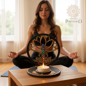 Árnyék mécsestartó / Buddha-lótusz (csakra színei-vörösarany) - otthon & életmód - gyertya, illat, aroma - mécses és mécsestartó - Meska.hu