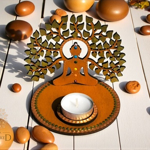 Életfa-Buddha - árnyék mécsestartó csakra színekkel - otthon & életmód - gyertya, illat, aroma - mécses és mécsestartó - Meska.hu