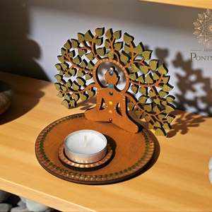Életfa-Buddha - árnyék mécsestartó csakra színekkel, Otthon & Életmód, Gyertya, illat, aroma, Mécses és mécsestartó, , MESKA