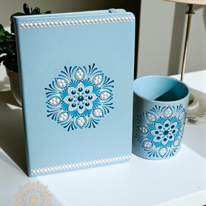 Kék mandala - jegyzetfüzet, bögre szett - otthon & életmód - papír, írószer - jegyzetfüzet & napló - Meska.hu