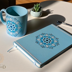 Kék mandala - jegyzetfüzet, bögre szett - otthon & életmód - papír, írószer - jegyzetfüzet & napló - Meska.hu
