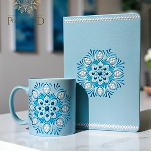 Kék mandala - jegyzetfüzet, bögre szett, Otthon & Életmód, Papír, írószer, Jegyzetfüzet & Napló, Festett tárgyak, MESKA