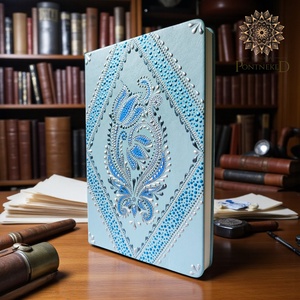Világoskék virágmotívumos mandala notesz (A/5, kemény fedeles) - otthon & életmód - papír, írószer - jegyzetfüzet & napló - Meska.hu
