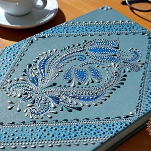 Világoskék virágmotívumos mandala notesz (A/5, kemény fedeles) - otthon & életmód - papír, írószer - jegyzetfüzet & napló - Meska.hu