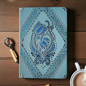 Világoskék virágmotívumos mandala notesz (A/5, kemény fedeles), Otthon & Életmód, Papír, írószer, Jegyzetfüzet & Napló, Festett tárgyak, MESKA
