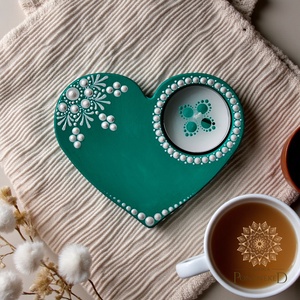 Nagyméretű szív mécsestartó (vintage zöld) - otthon & életmód - gyertya, illat, aroma - mécses és mécsestartó - Meska.hu