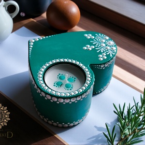 Nagyméretű szív mécsestartó (vintage zöld) - Meska.hu