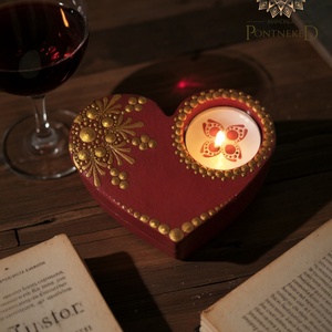 Nagyméretű szív mécsestartó (vörösbor) - otthon & életmód - gyertya, illat, aroma - mécses és mécsestartó - Meska.hu