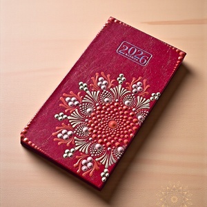 Mandala határidőnapló 2026, kis méretű (bordó) - Meska.hu