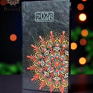 Mandala határidőnapló 2026, kisméretű, heti beosztású (fekete) - Meska.hu