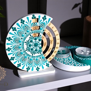 Mandala szett - mini öröknaptár és jin jang mécsestató (fehér-türkiz), Otthon & Életmód, Dekoráció, Fali és függő dekoráció, Falinaptár & Öröknaptár, , MESKA