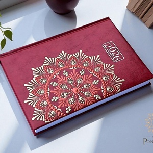 Nagy méretű (A/5) 2026-os mandala határidőnapló (bordó) - otthon & életmód - papír, írószer - naptár & tervező - Meska.hu