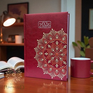 Nagy méretű (A/5) 2026-os mandala határidőnapló (bordó) - otthon & életmód - papír, írószer - naptár & tervező - Meska.hu