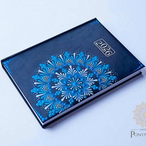 Nagy méretű (A/5) 2026-os mandala határidőnapló (sötétkék) - otthon & életmód - papír, írószer - naptár & tervező - Meska.hu