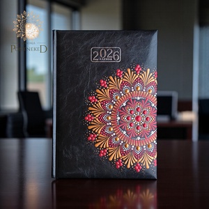 Nagy méretű (A/5) 2026-os mandala határidőnapló (fekete) - Meska.hu