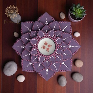 Mandala teamécses tartó / lila- koronacsakra - otthon & életmód - gyertya, illat, aroma - mécses és mécsestartó - Meska.hu
