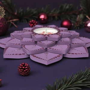 Mandala teamécses tartó / lila- koronacsakra - otthon & életmód - gyertya, illat, aroma - mécses és mécsestartó - Meska.hu