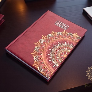 Nagy méretű, bordó(A/5) 2026-os mandala határidőnapló  (bronz-fehérarany-vörösréz) - otthon & életmód - papír, írószer - naptár & tervező - Meska.hu