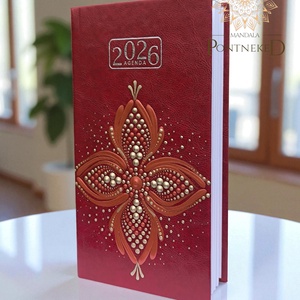Mandala határidőnapló, bordó, 2026, kis méretű (fehérarany, vörösréz) - otthon & életmód - papír, írószer - naptár & tervező - Meska.hu