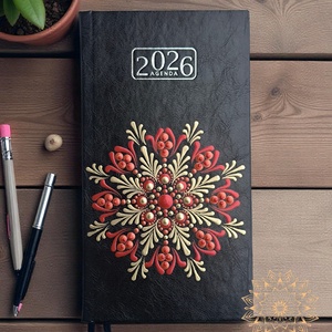 Mandala határidőnapló, fekete, 2026, kis méretű (bordó, vörösréz, fehérarany) - otthon & életmód - papír, írószer - naptár & tervező - Meska.hu