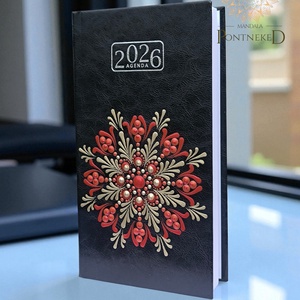 Mandala határidőnapló, fekete, 2026, kis méretű (bordó, vörösréz, fehérarany) - otthon & életmód - papír, írószer - naptár & tervező - Meska.hu