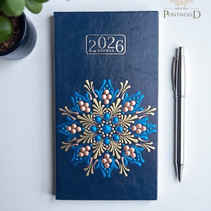 Mandala határidőnapló 2026, kis méretű, kék (kék, rózsarany, fehérarany) - otthon & életmód - papír, írószer - naptár & tervező - Meska.hu
