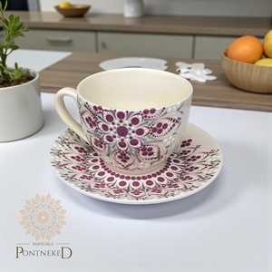 Mandalamintás cappuccinós szett, Grabovaj számokkal (Teremtőhöz fordulás- Minden lehetséges) - Meska.hu