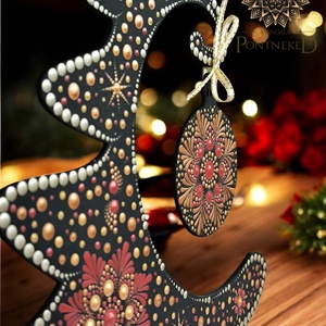 Mandalával díszített karácsonyfa asztali dísz (fehérarany-, vörösarany-, és  bordó- metál) - karácsony - karácsonyi lakásdekoráció - ünnepi asztaldekoráció - Meska.hu