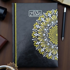 Nagy méretű, fekete (A/5) 2026-os mandala határidőnapló (zöldarany-fehérarany-gyöngyházfehér) - otthon & életmód - papír, írószer - naptár & tervező - Meska.hu