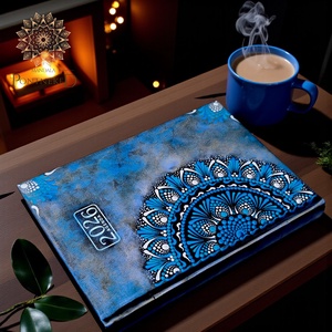 Nagy méretű, fekete (A/5) 2026-os mandala határidőnapló (világoskék, - kék és gyöngyházfehér-metál) - Meska.hu